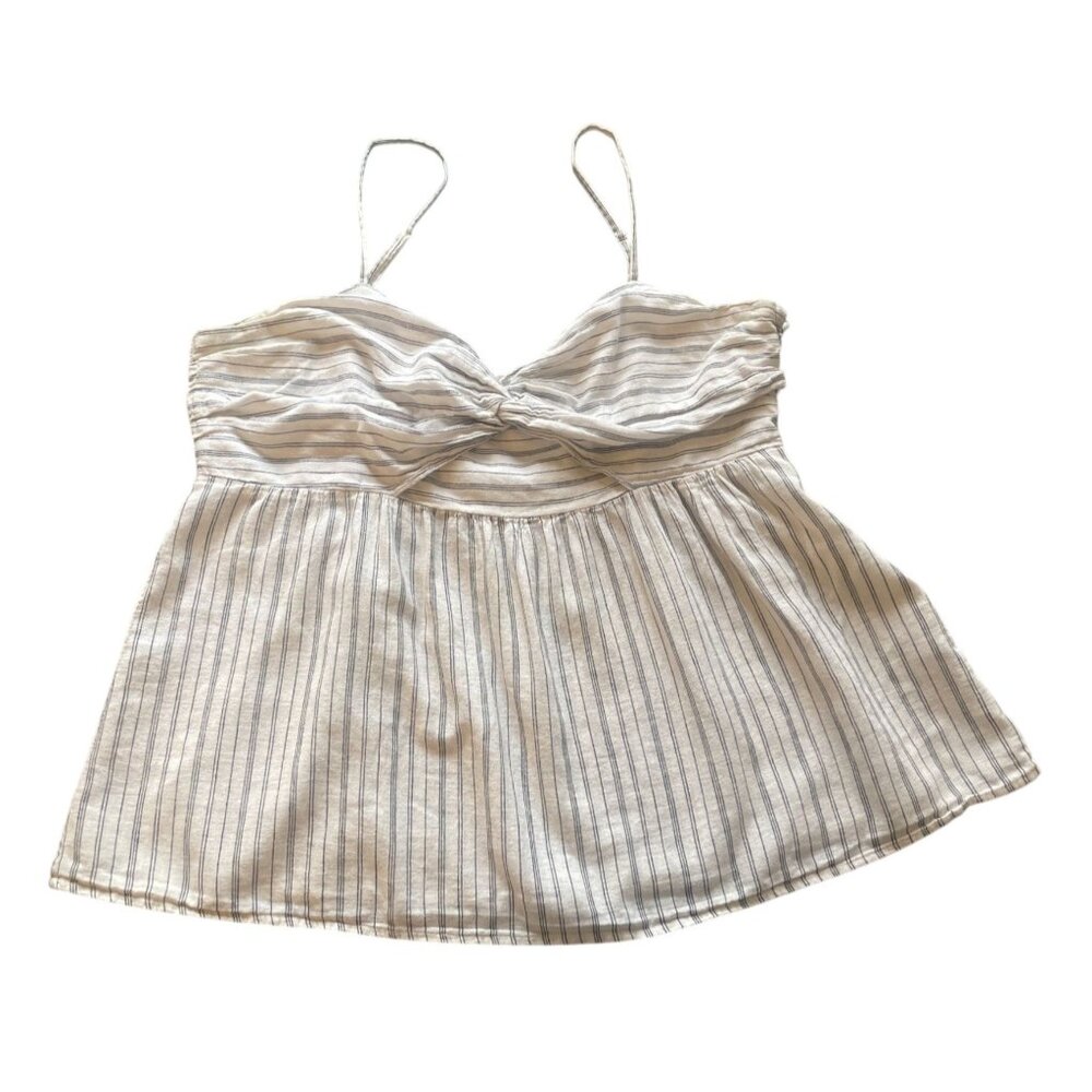 Banana Republic XL sweetheart A-line‎ striped linen blend swing top knot front